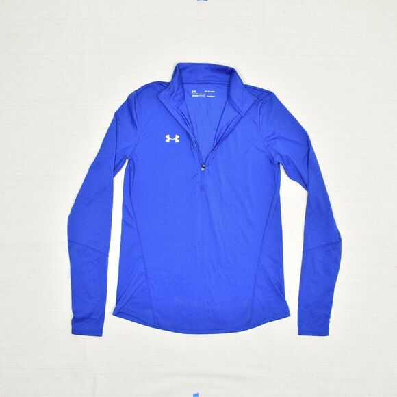 Under Armour Women Polyester Blue Size XS 1/4 Zip Pullover Sweatshirt Loose Heat - Picture 2 of 8